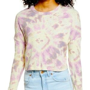 Tie Dye Cropped Ribbed Dolman Drop Shoulder Long Sleeve Top by BP. NWOT